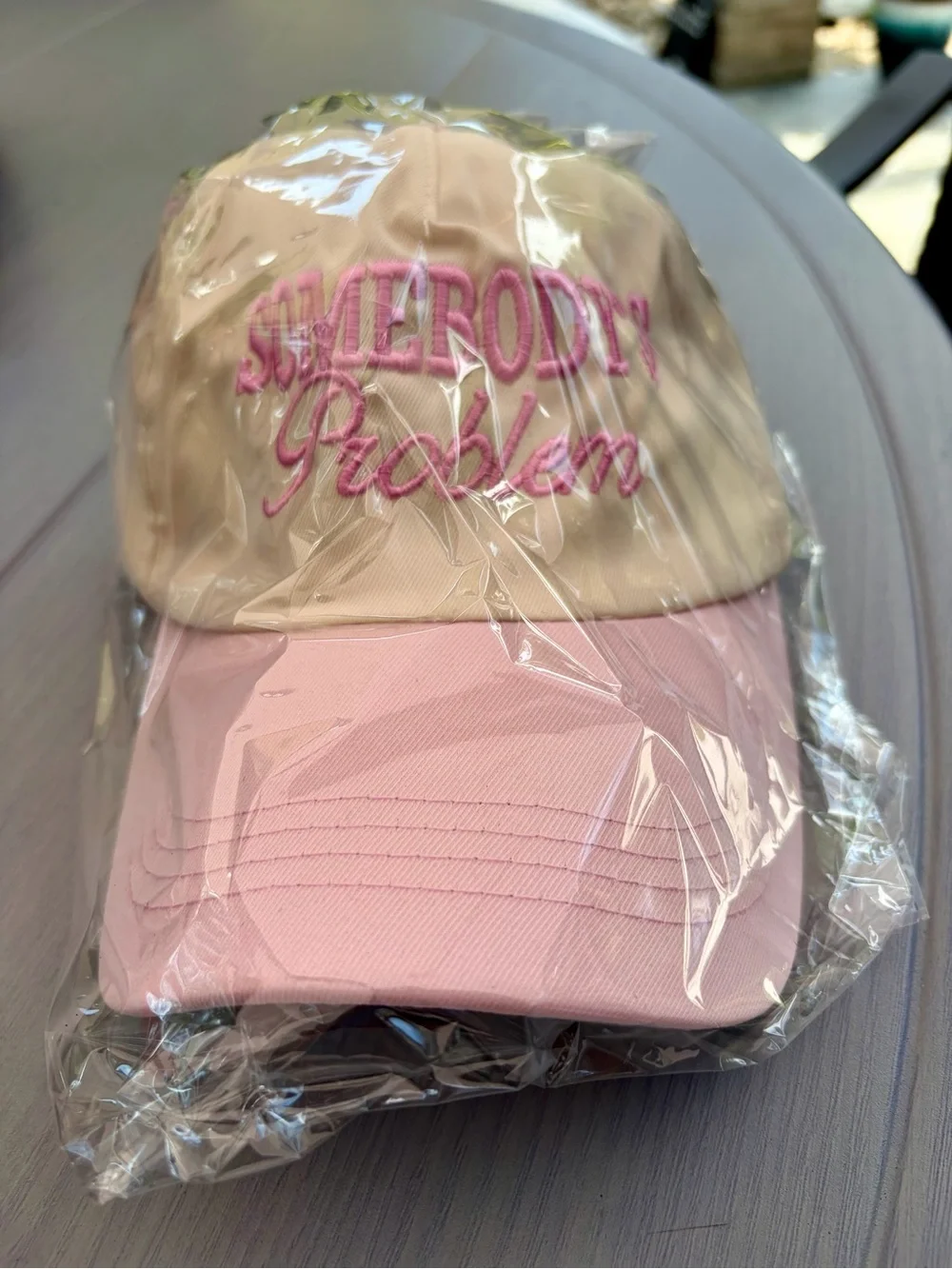 ‘Somebody’s Problem’ Light Pink & Beige Baseball Cap 🌸💕